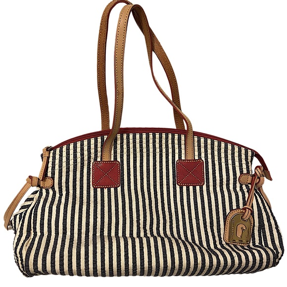 Dooney & Bourke Handbags - Dooney & Bourke Seersucker Preppy Top Handle Satchel Tote Handbag.